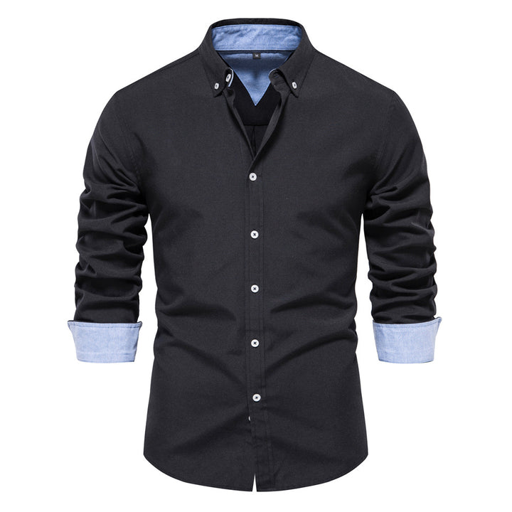 Herrer Langærmet skjorte med moderne Button-Down-krave og stilfulde kontrastærmer Stilla