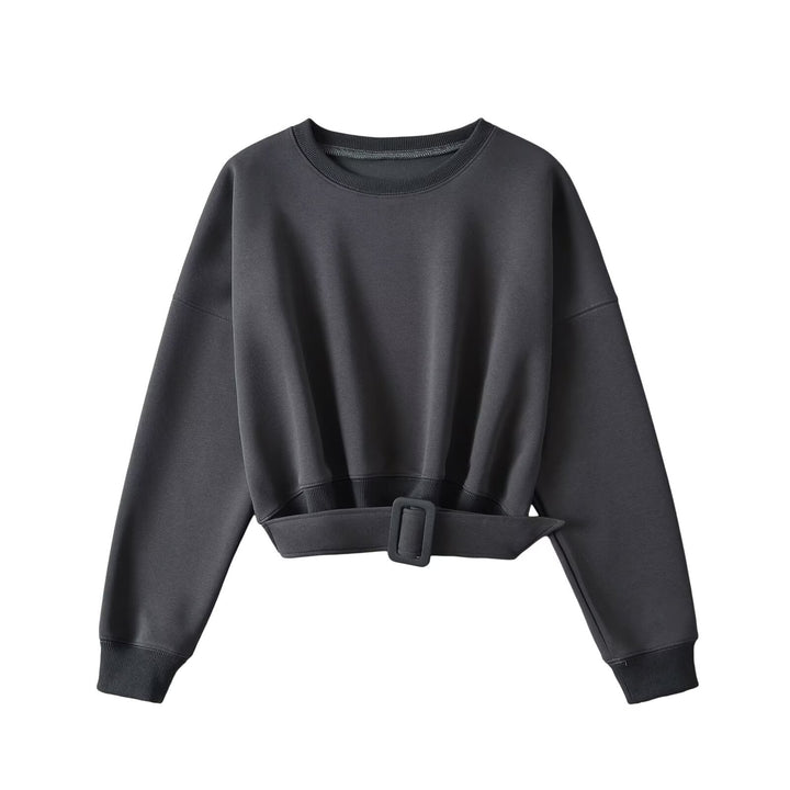 Dame Cropped Sweatshirt med afslappet pasform og moderne bælte Stilla