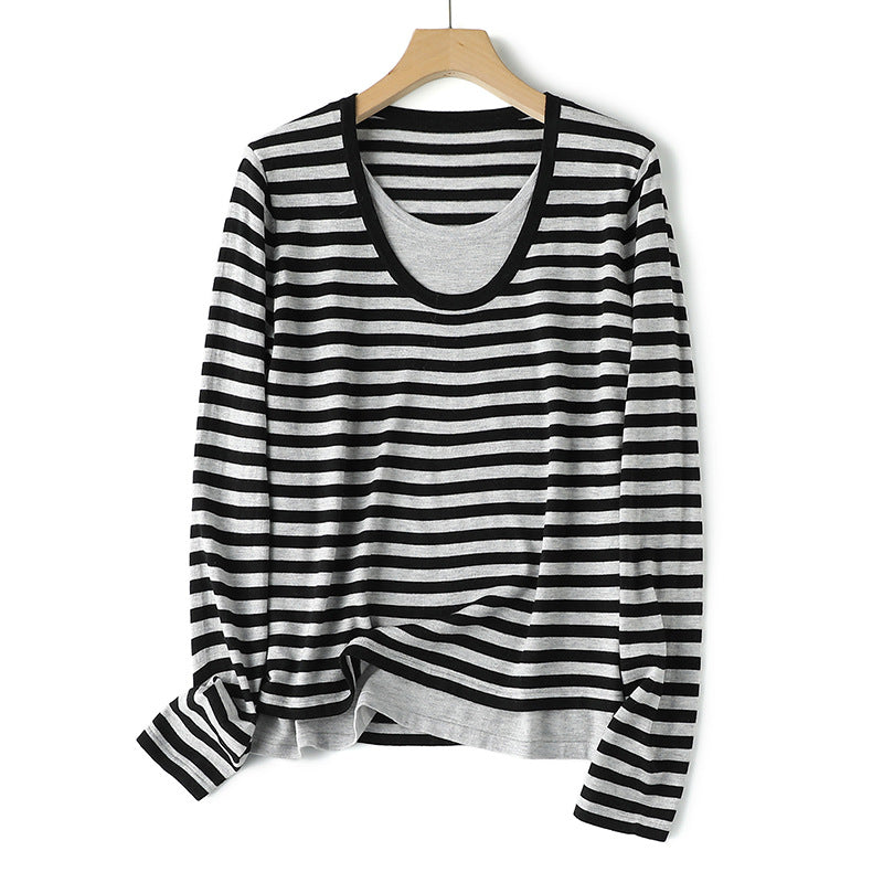 Femme Casual Relaxed Fit Stribet Langærmet Top Stilla