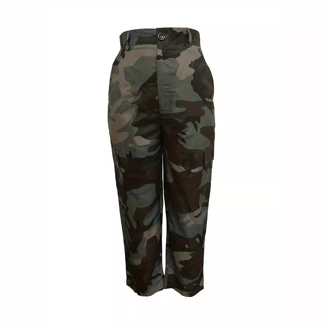 Dame Camouflage Cargo-Bukser med praktische lommer og moderne snit Stilla