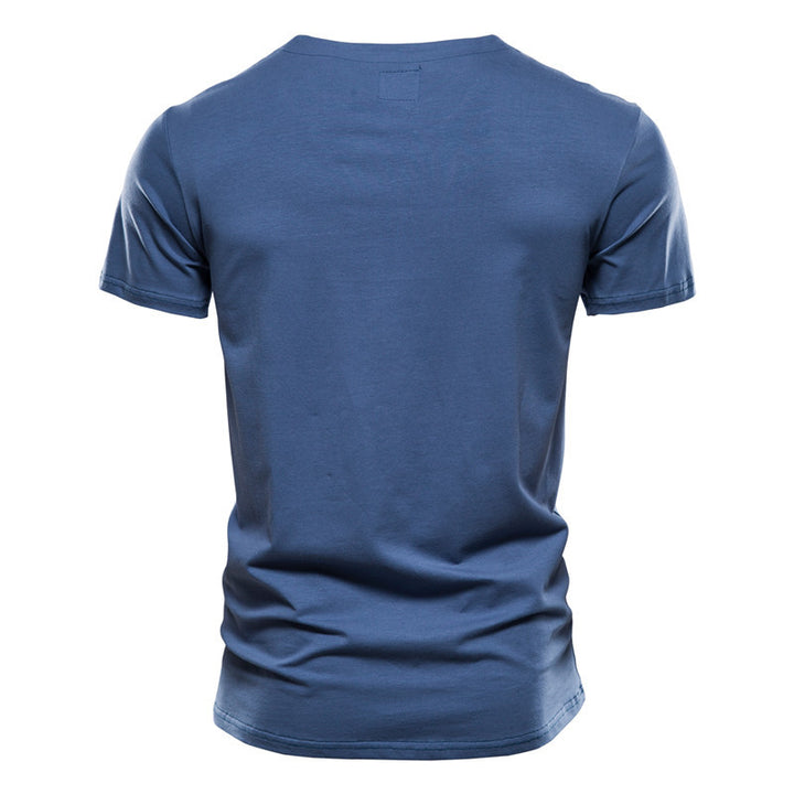 Herrer V-hals T-shirt med trykknapper og brystlomme Stilla
