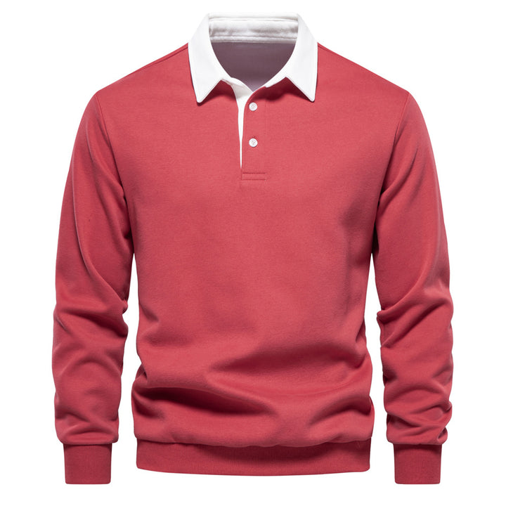 Herrer Langærmet Poloshirt med elegant krave og blød bomuldsblanding Stilla