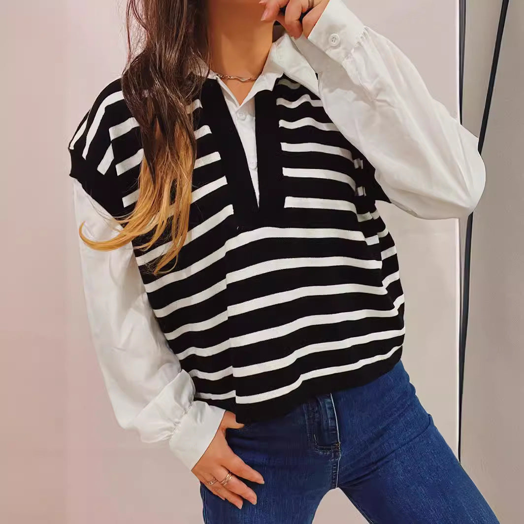 Kvinders fashionable strikket sweater med moderne snit og elegante pufærmer Stilla