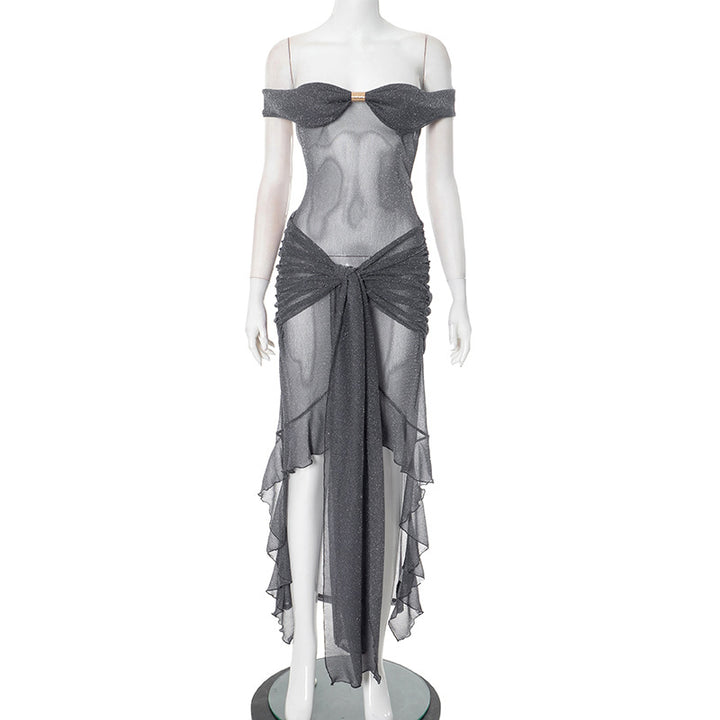 Dame Maxi Kjole med transparent design og flæse detaljer Stilla