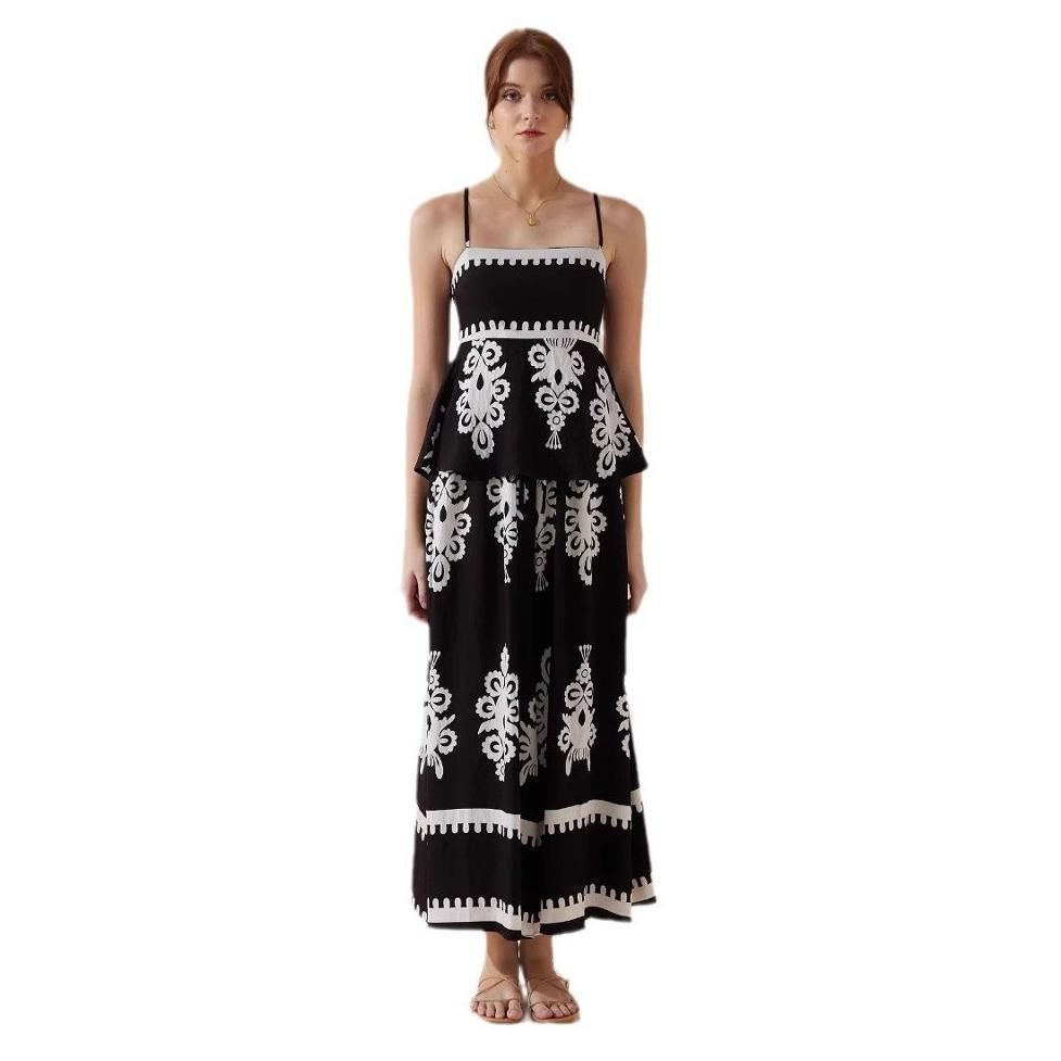 Ladies Peplum Top with delicate straps and artistic pattern Skovae