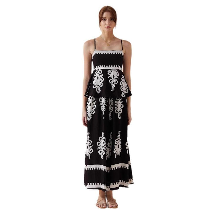 Ladies Peplum Top with delicate straps and artistic pattern Skovae