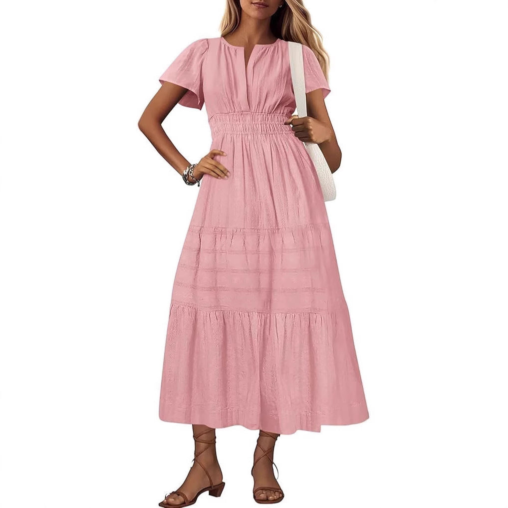 Dame lang sommerkjole med elastisk talje og raffineret drapering Stilla