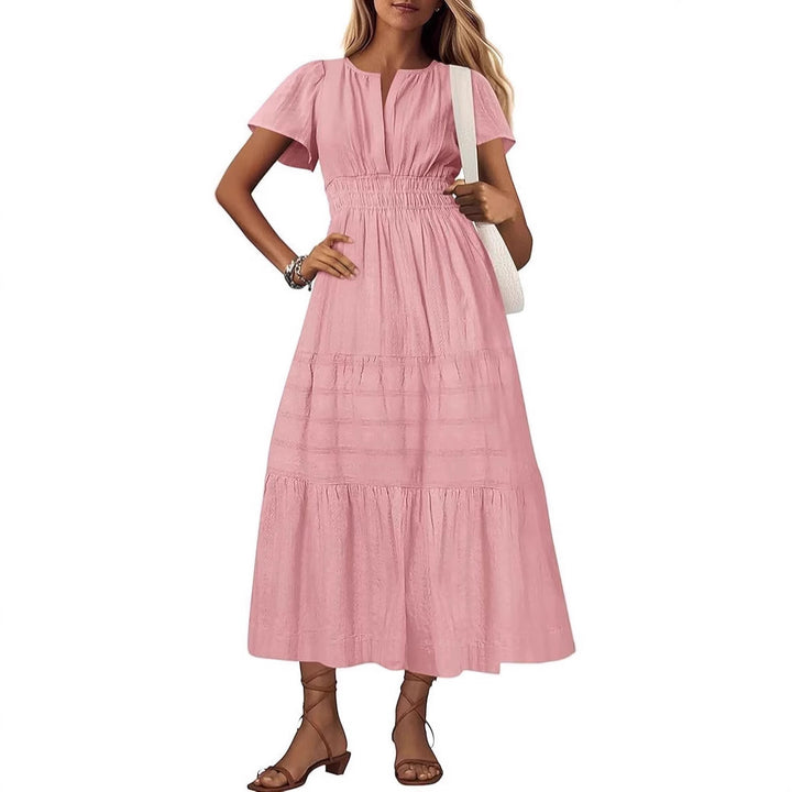 Dame lang sommerkjole med elastisk talje og raffineret drapering Stilla