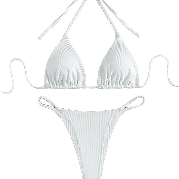 Dame Minimalistisk Ribben-Trekant-Bikini-Sæt Stilla