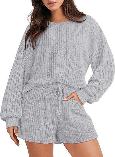 Dame Behageligt Strik-Loungewear-Sæt med løs pasform Stilla