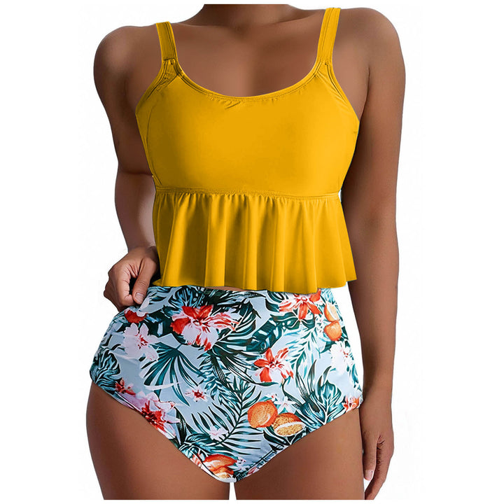 Dame bikiniset med voluminøs top og højt skårne shorts Stilla