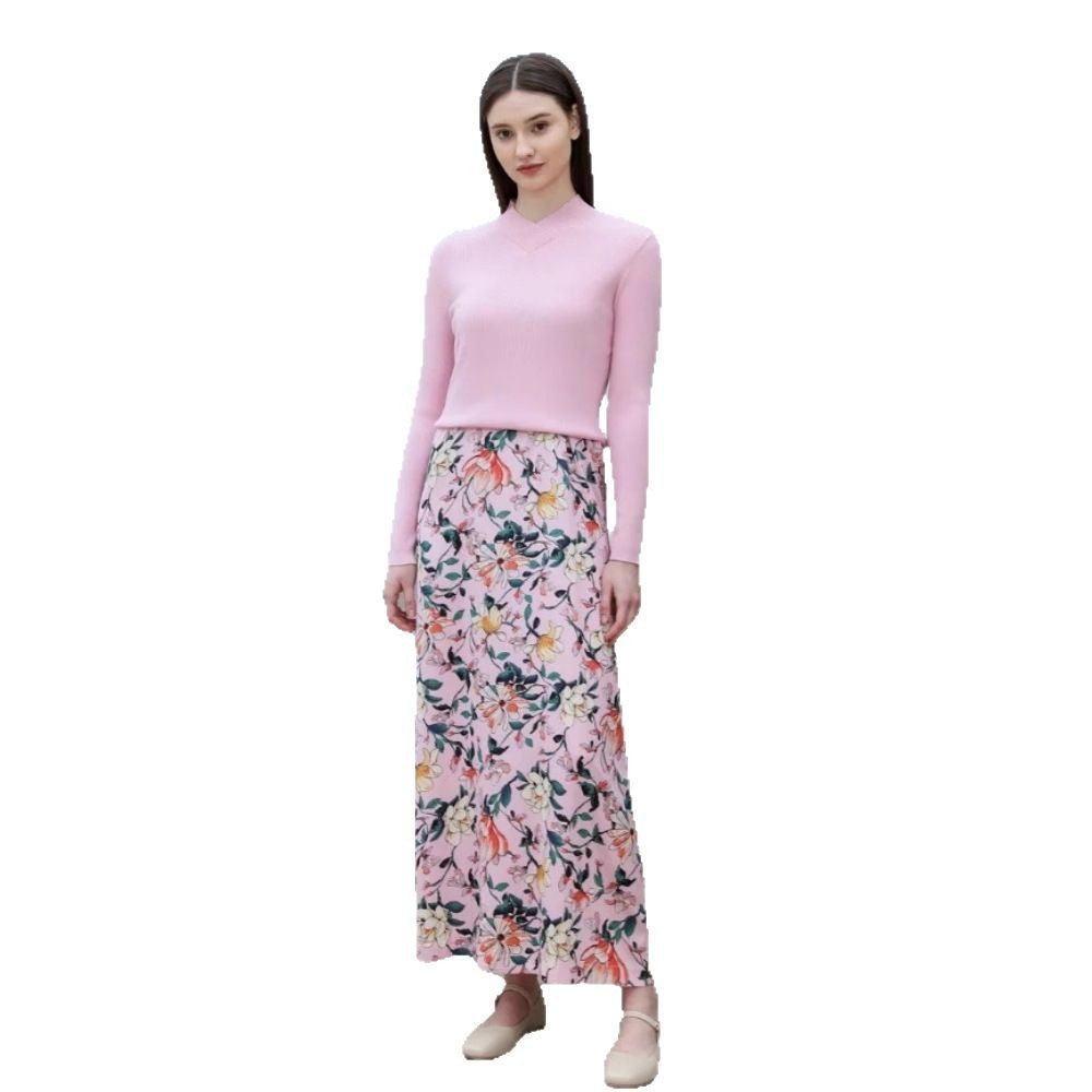 Dame maxikjole med blomstermotiv og elegant snit Stilla