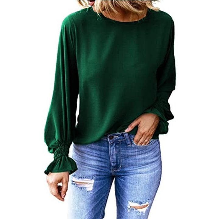 Dame elegant bluse med rynkeærmer Stilla