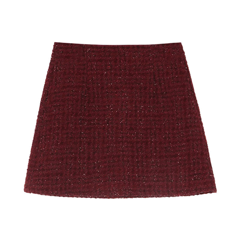 Damer stylish mini nederdel lavet af struktureret bouclé-stof med elegant snit Stilla