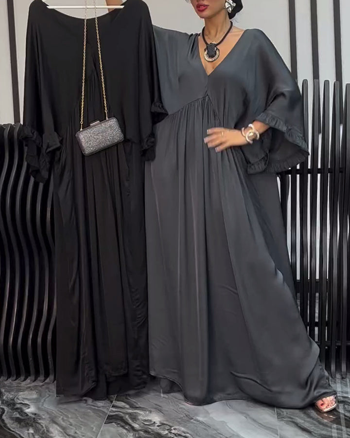 Dame Longmaxikjole med elegante flared ærmer og flydende snit Stilla