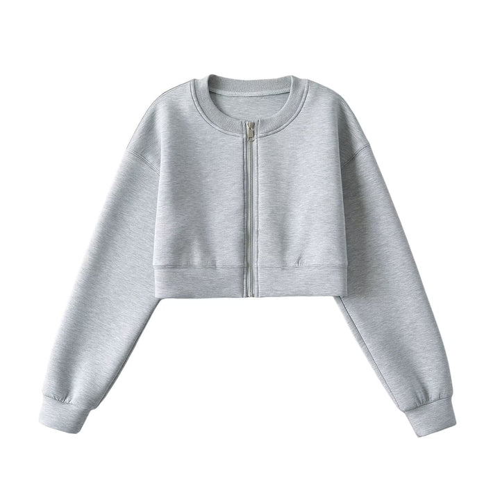 Dame cropped Sweatjakke med praktisk lynlås og afslappet skærep Stilla