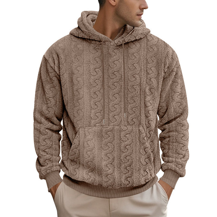 Herrer hoodie lavet af blødt polarstof med praktiske kængurulommer Stilla