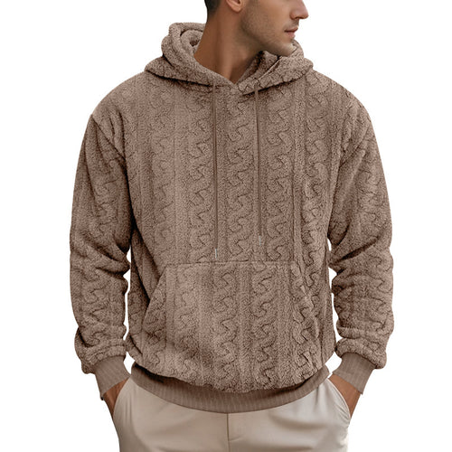 Herrer hoodie lavet af blødt polarstof med praktiske kængurulommer Stilla