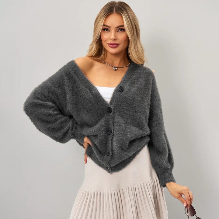 Femme Oversize Knapper Fuzzy Strik cardigan Stilla