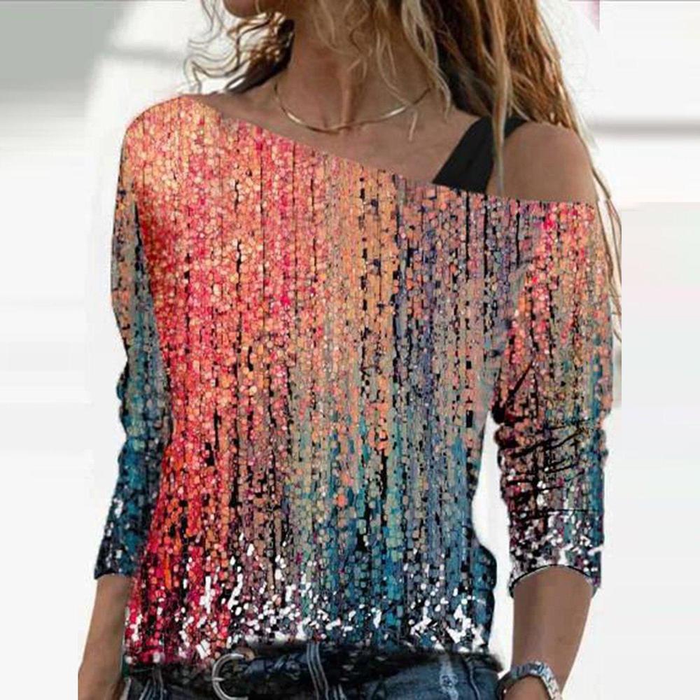Dame Off-Shoulder Sweatshirt med marmorering design Stilla