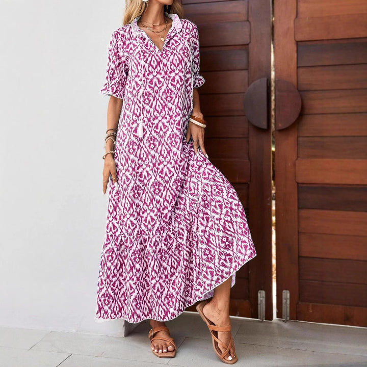 Dame Bohemian Maxi Kjole med lagdelt kant Stilla