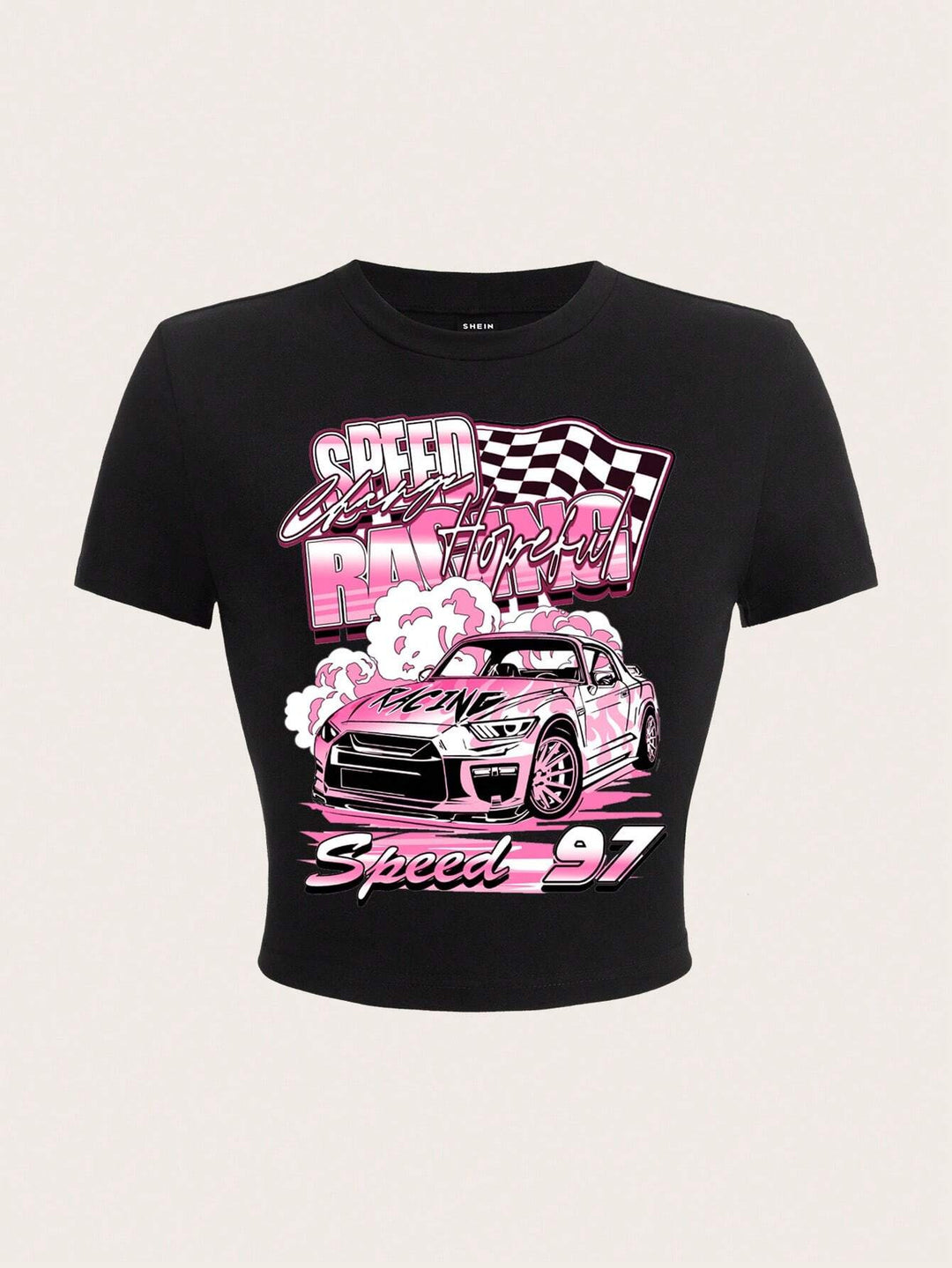Dame Crop-T-Shirt med kreativt udtryksdesign Skovae
