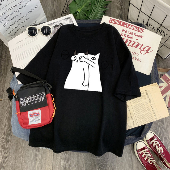 Femme Legesyg Grafik Kat T-Shirt Stilla