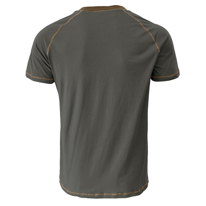 Herrer kortærmet henley-shirt med iøjnefaldende kontrastsyninger og behagelig pasform Stilla