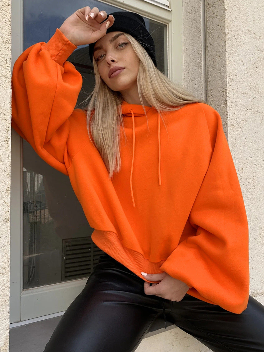 Dame Oversized Hoodie med høj krave og forbindelsessnøring Stilla
