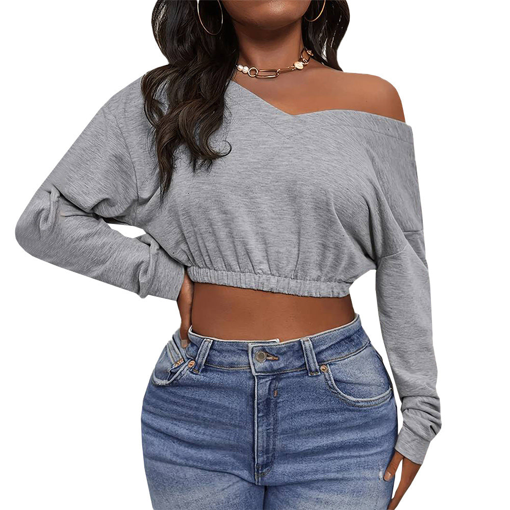 Kvindernes afslappede crop top med off-shoulder design og tætsiddende kant Stilla