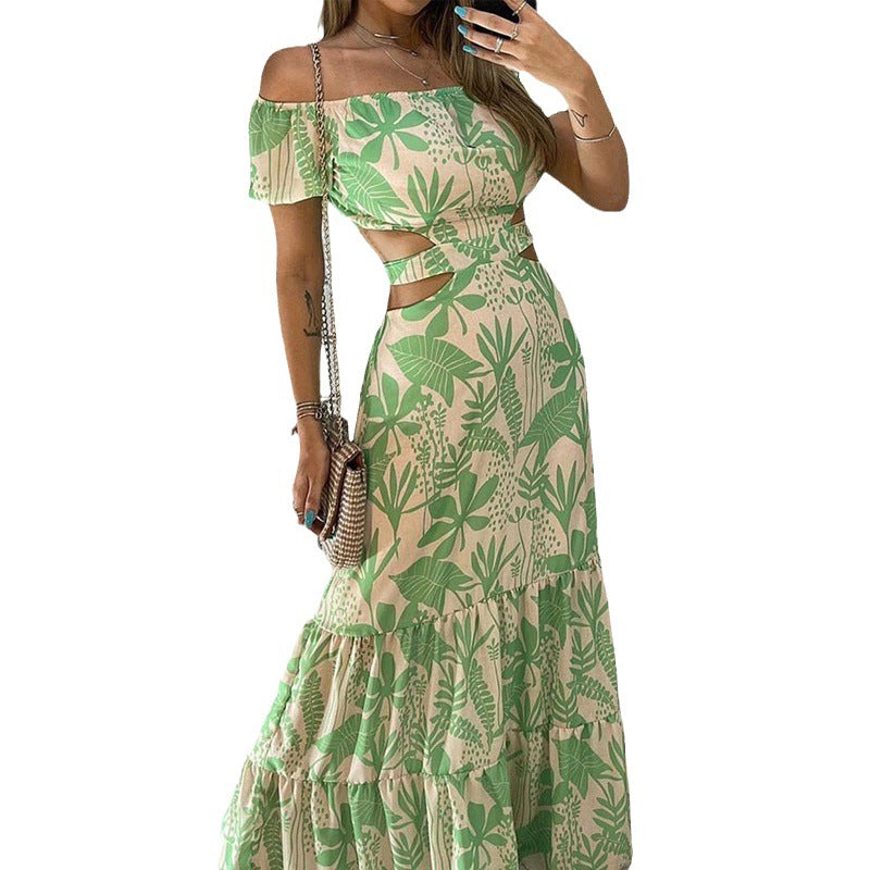 Dame Off-Shoulder Trappe Maxi Kjole Stilla