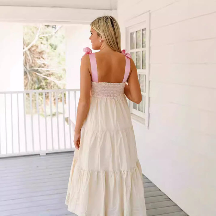 Dame Tiered Maxi Kjole med rynket Overdel Stilla