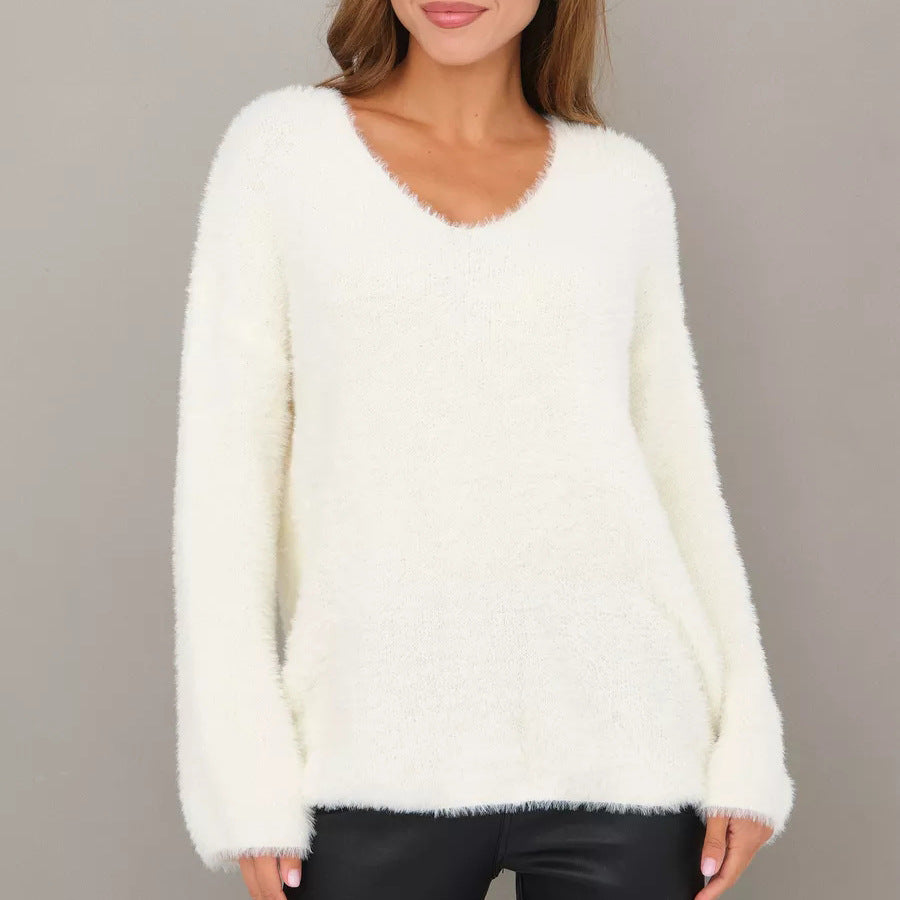 Dame hyggelig strikpullover med løs pasform og elegante detaljer Stilla