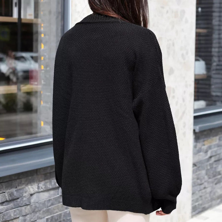 Kvinders oversized cardigan med tekstureret mønster og brede ærmer Stilla