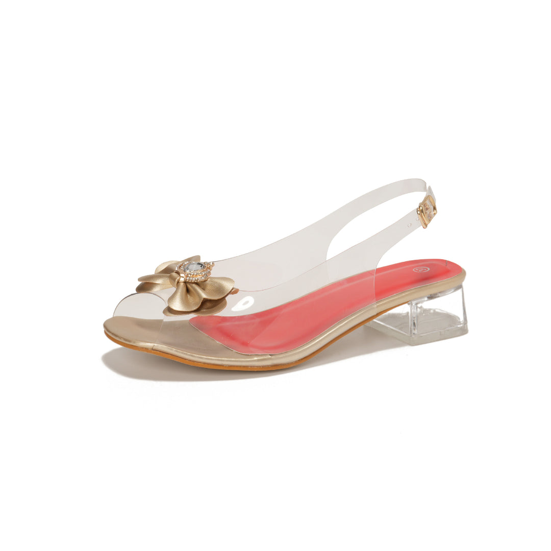 Dame Sling-Peeptoe Sandaler med blomsterdekorationer og gennemsigtig design Stilla