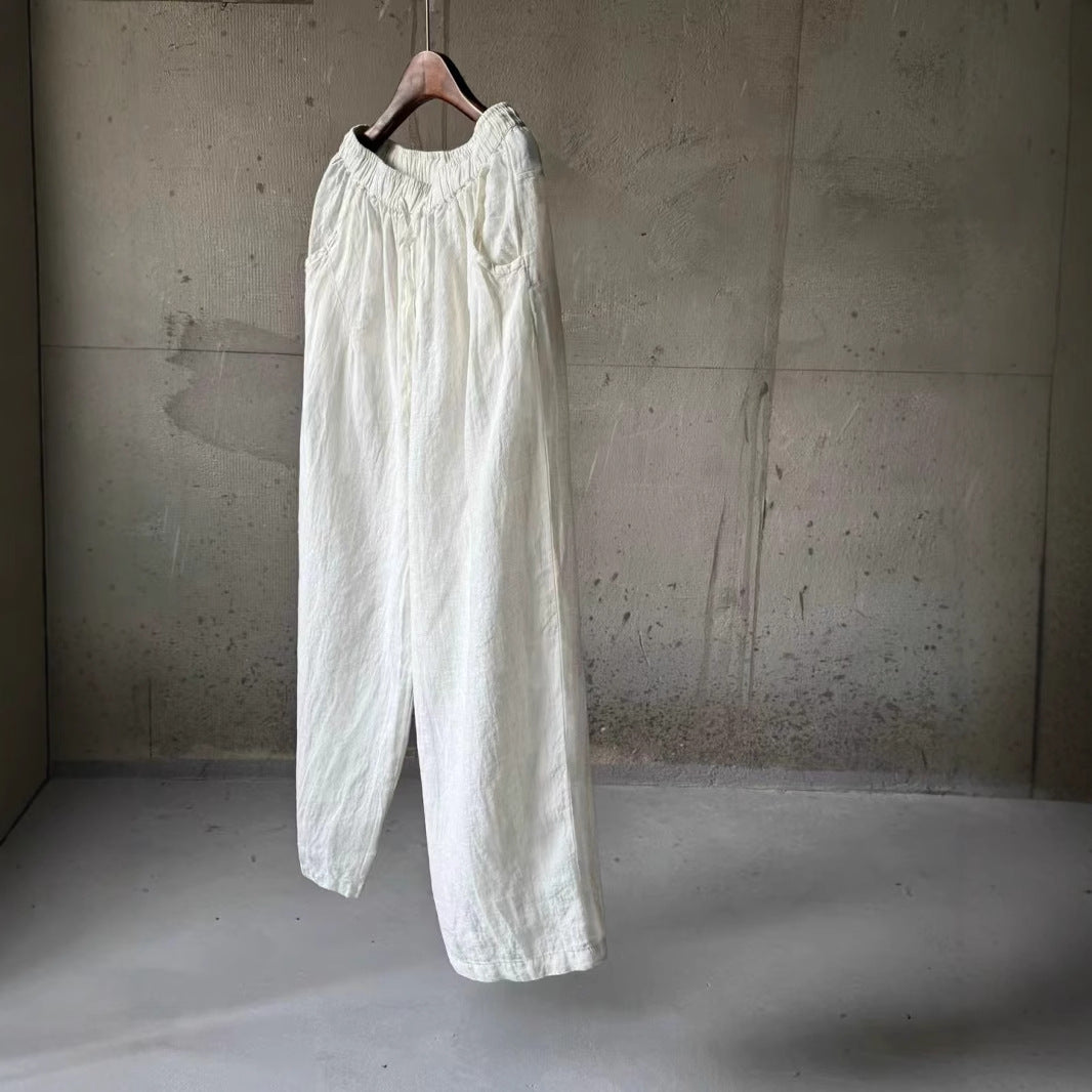 Dame Højhalset Relaxed Fit Linnedbukser Stilla