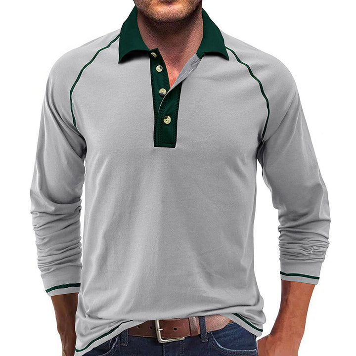 Herrer polo shirt med lange ærmer og moderne krave Stilla