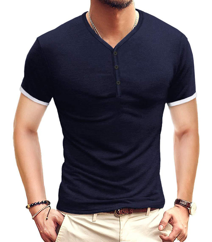 Herrer kortærmet Henley-shirt med kontrasterende accenter Stilla