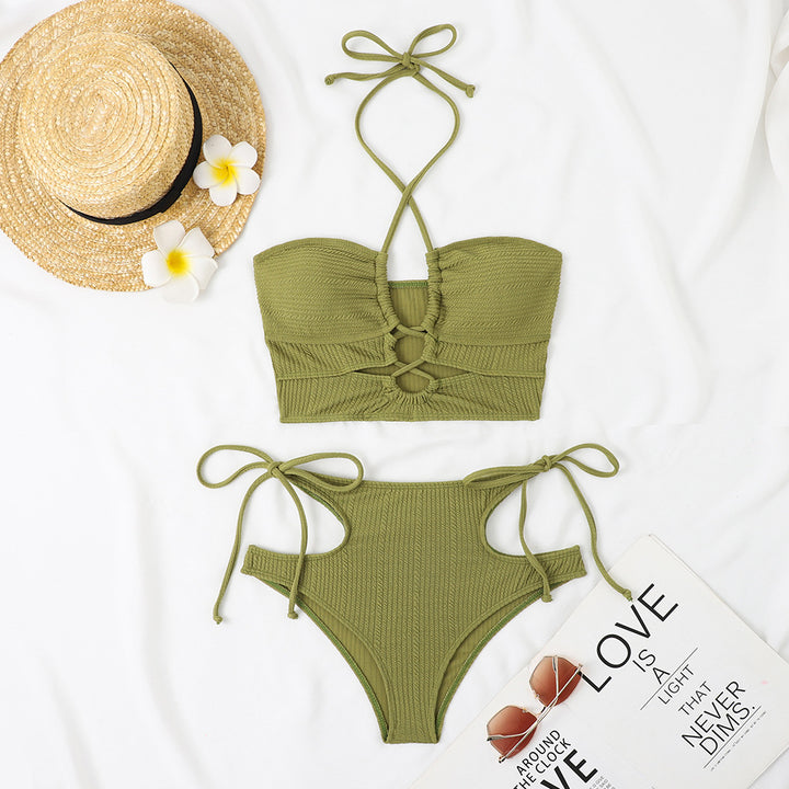 Dame Bikini-Sæt med raffineret Cut-Out og høj taljeskæring Skovae