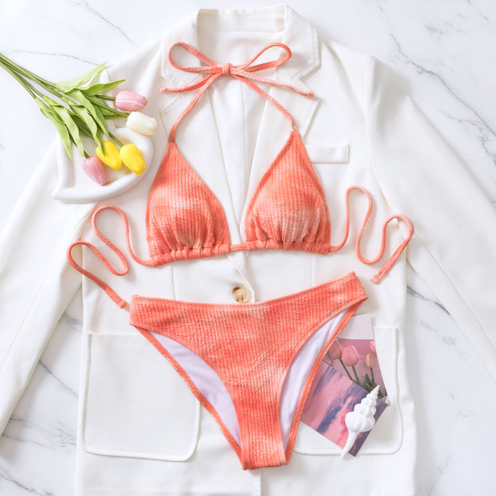 Dame Triangel-Bikini-sæt med innovativt bølgedesign og høj talje Stilla