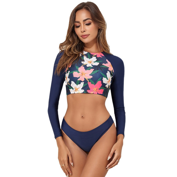 Dame UV-beskyttelse bikini med lange ærmer og moderigtig blomsterprint Stilla
