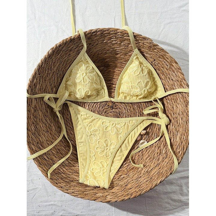 Dame Triangel-bikini med blomster 3D-mønster Skovae