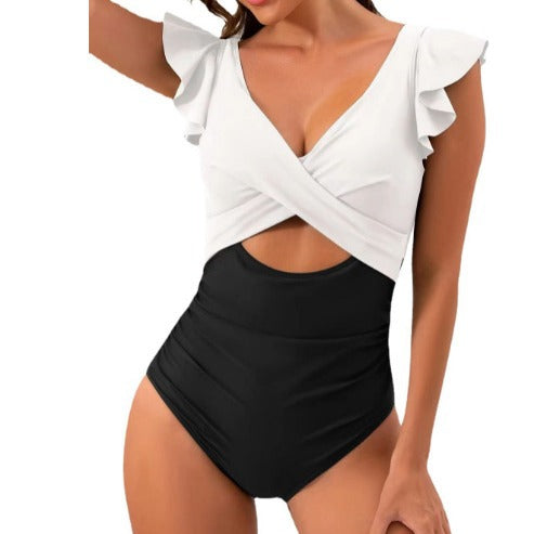 Dame Rynker Kryds-Front Cut-Out Én Stykke Badedragt Stilla