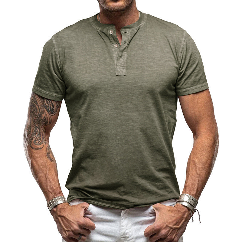 Herrer Kortærmet Henley T-Shirt med moderne Button-Down-udskæring Stilla
