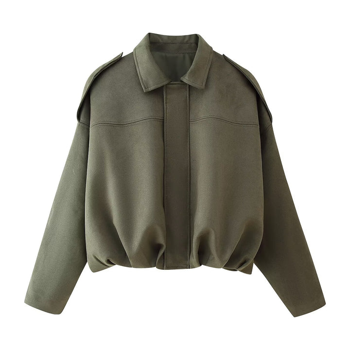Femme Suede Utility Jakke med strukturerede skuldre Stilla