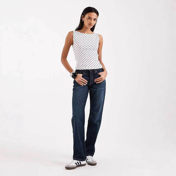 Dame tanktop med legende polka-dots mønster Skovae