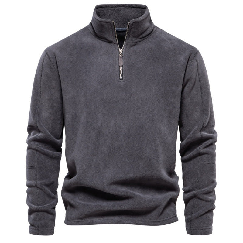 Herrer fleece sweatshirt med høj krave og praktisk lynlås Stilla