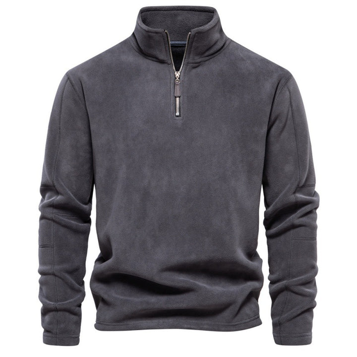 Herrer fleece sweatshirt med høj krave og praktisk lynlås Stilla