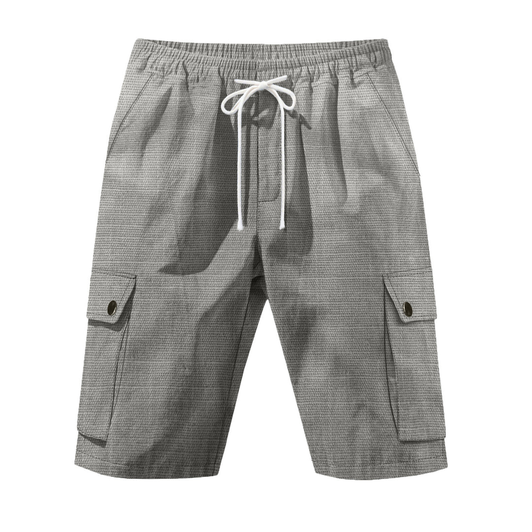 Herrer nan utilitariske cargo-shorts med elastisk talje, snoretræk og påsyede klaplommer Skovae