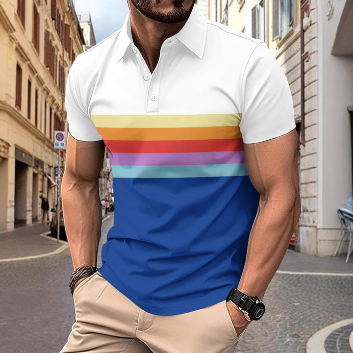 Herrer Poloshirt med moderne farveovergang og stilfuldt stribedesign Stilla